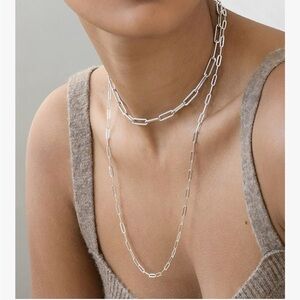 Paperclip Silver Necklace 16”